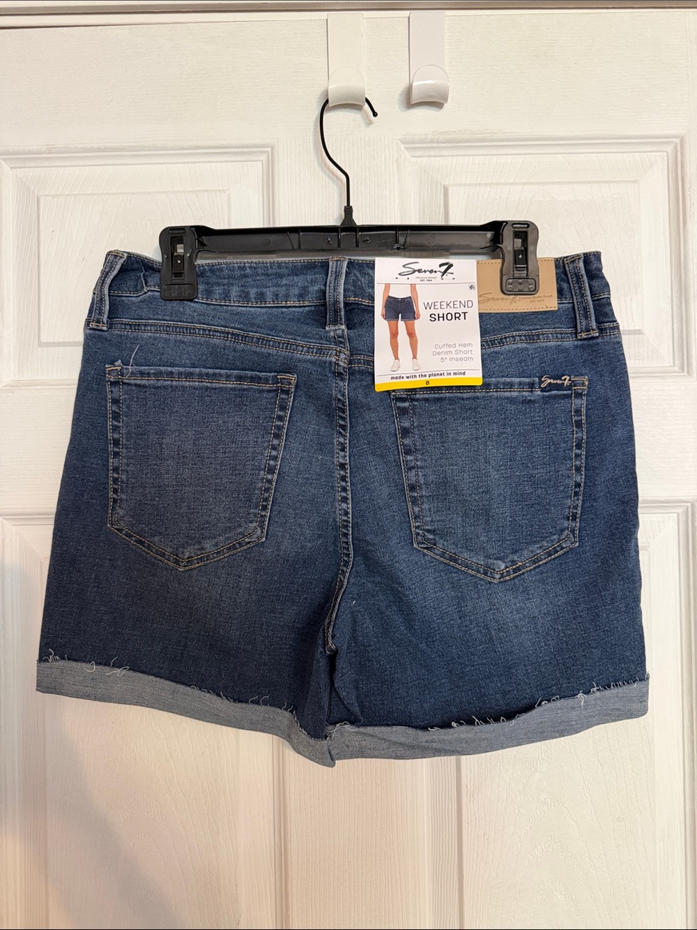 Seven7 Dark Blue Rolled Hem Denim Shorts